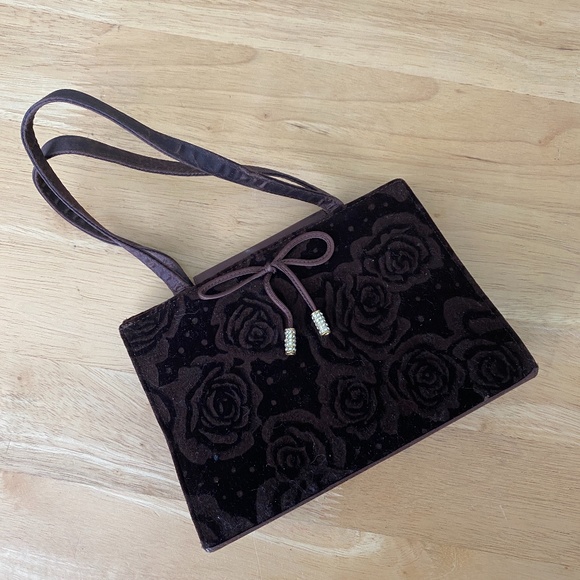 Vintage Flower Design Brown Tiny Bag - Picture 1 of 5